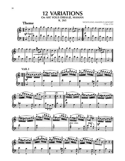 12 Variations On Ah, Vous Dirais-je, Maman (Twinkle, Twinkle, Little Star) - Mozart - Piano Solo